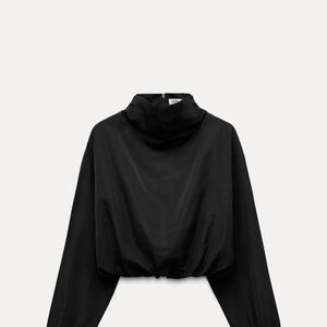 Zara Black High-Neck Blouse ZW Collection